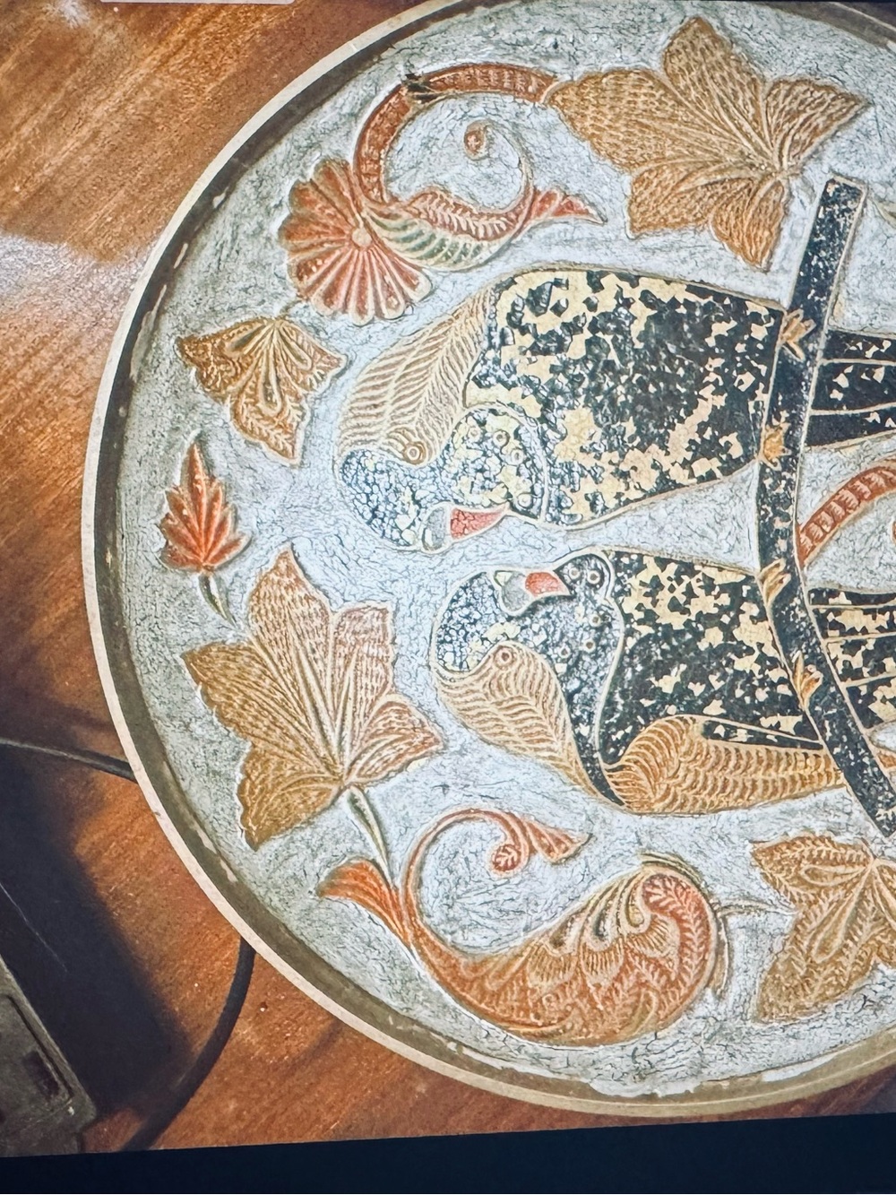Handcrafted Ceramic Bird Motif Wall Plate in Earth Tones